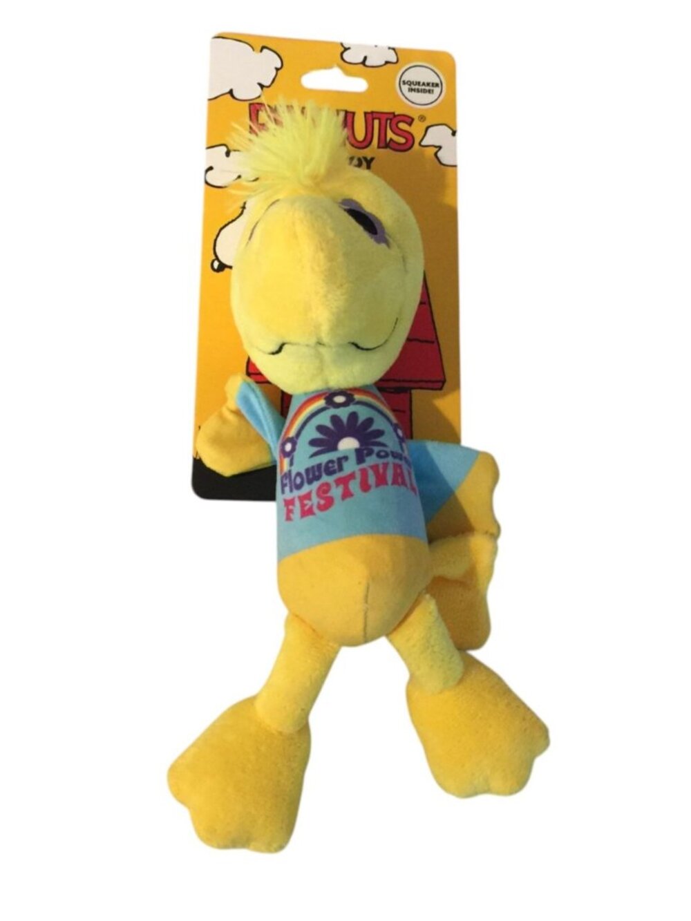 Peanuts Flower Power Festival Woodstock Crinkle Squeak Plush Dog Toy